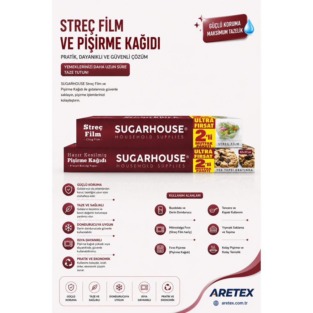 Sugar House Pişirme Kağıdı- Streç Film Ultra Fırsat 2 Li Mutfak