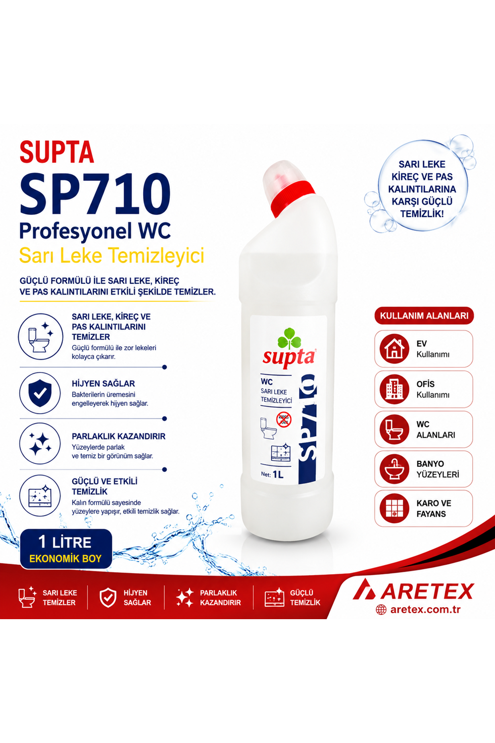 SP710 Supta Profesyonel WC Sarı Leke Temizleyici 1 Litre