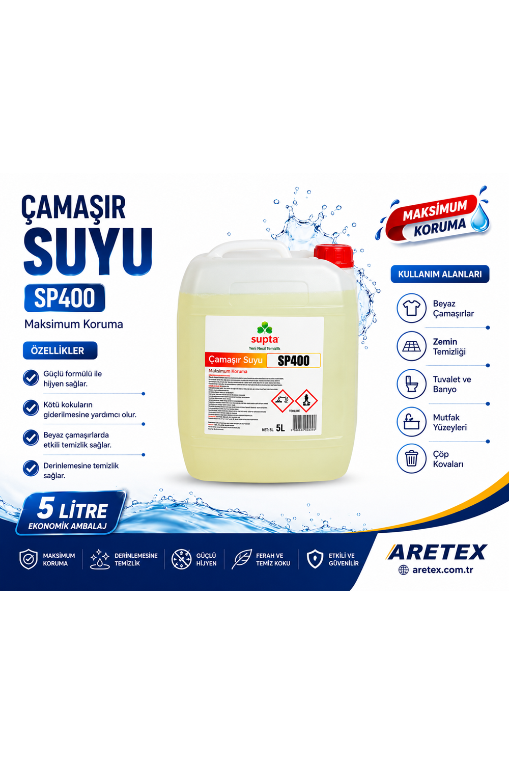 SP400 Supta Sıvı Çamaşır Suyu 5 LT
