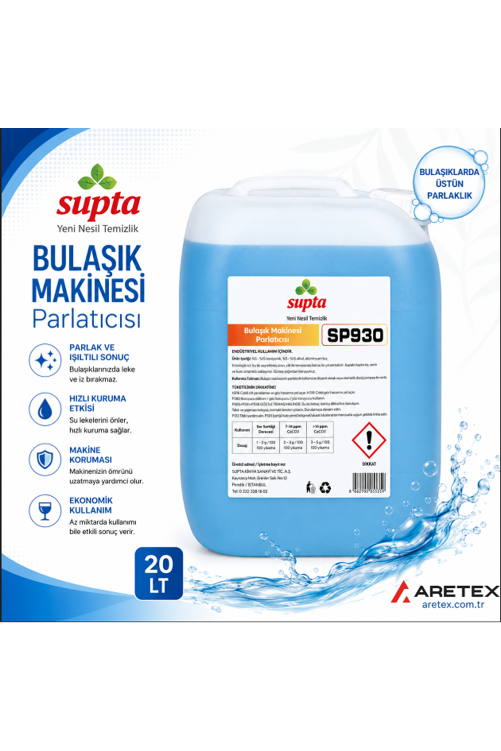 SP930 Supta Bulaşık Makine Parlatıcısı 20 LT