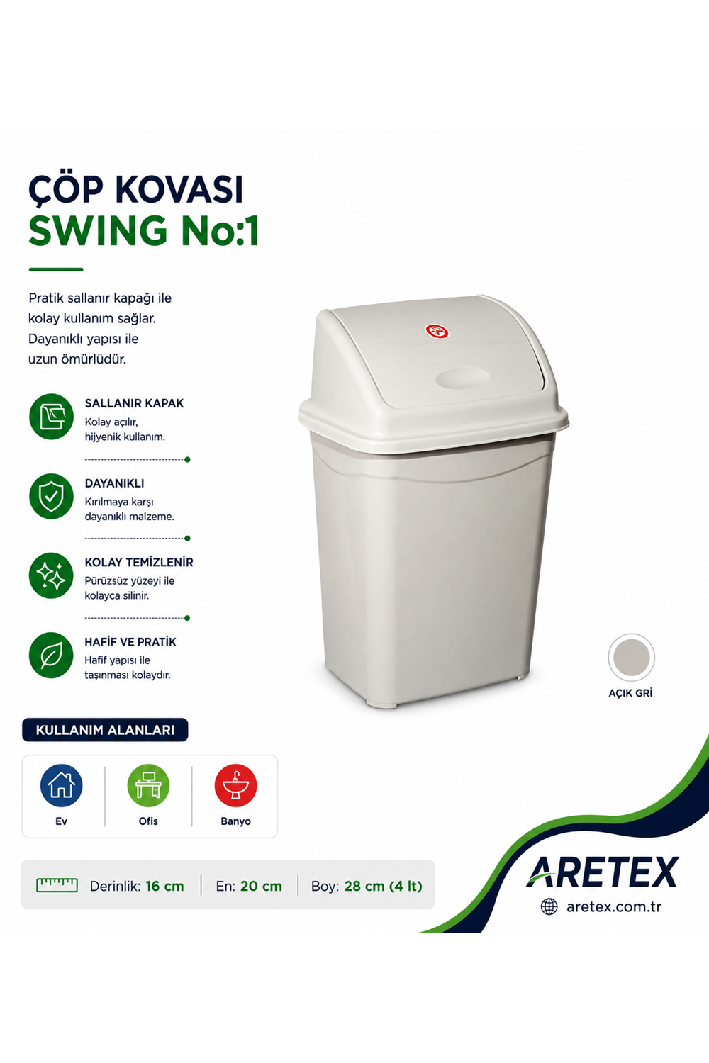 Swing Çöp Kovası No:1 4 LT