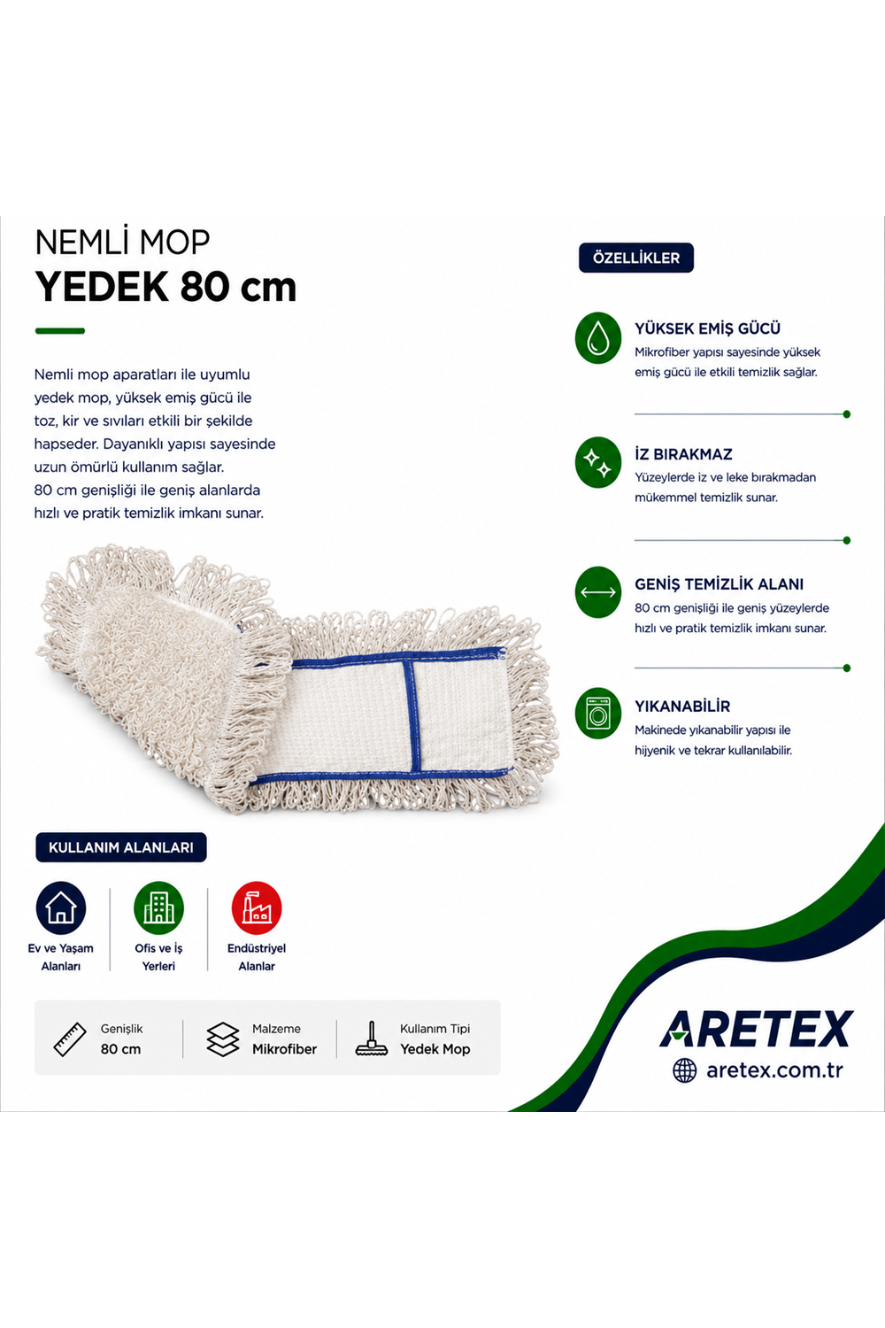 Nemli Mop Mopy Zincir Dikişli 80 CM