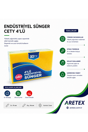 Endüstriyel Bulaşık Süngeri Cety 4lü
