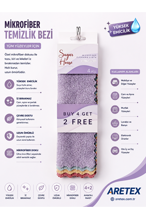 Sugar Home Ultra Emici 4’lü Mikrofiber Bez