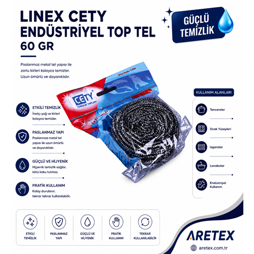 Linex Cety Endüstriyel Top Tel / Bulaşik Teli 60 Gr