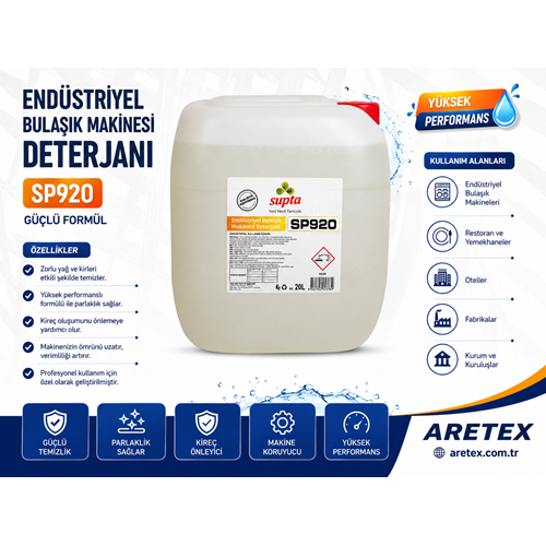 SP920 Supta Endüstriyel Bulaşık Makine Deterjanı 20 LT