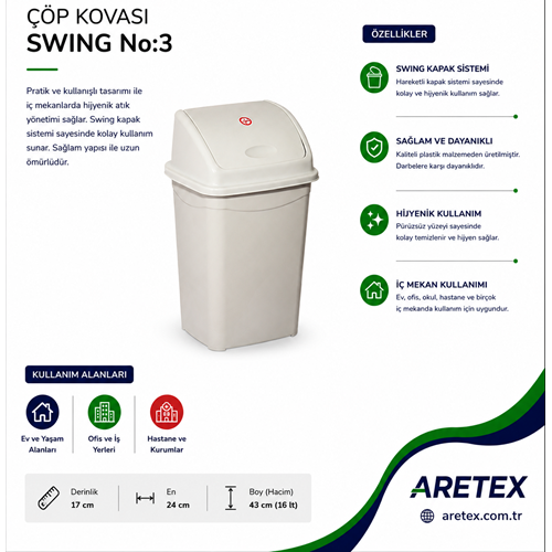 Swing Çöp Kovası No:3 16 LT