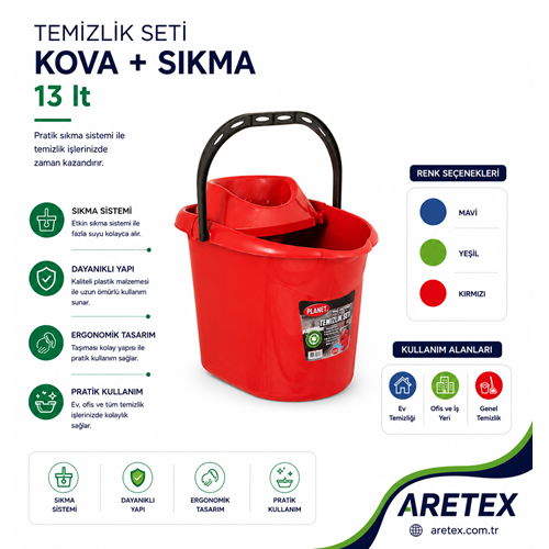 Planet Temizlik Seti Kova+Kep 13 LT