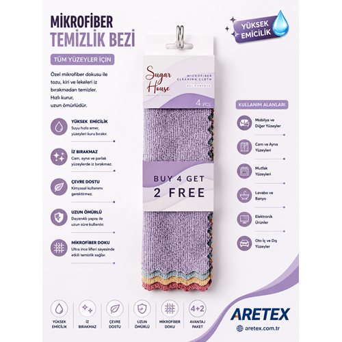 Sugar Home Ultra Emici 4’lü Mikrofiber Bez