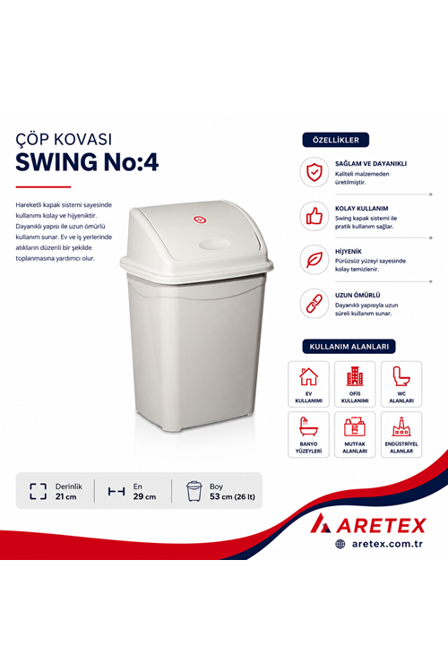 Swing Çöp Kovası No:4 26 LT