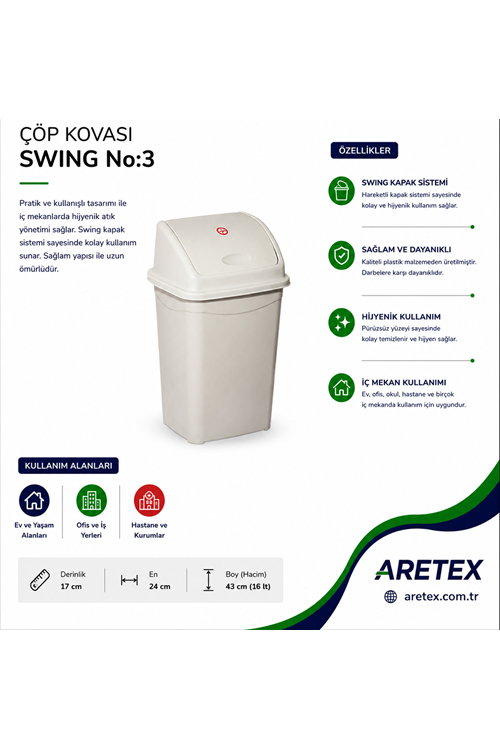 Swing Çöp Kovası No:3 16 LT