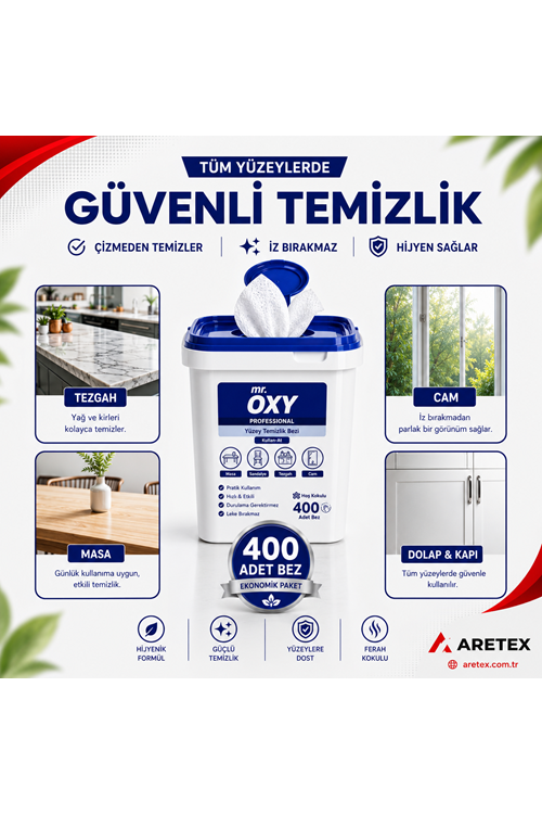 Mr. Oxy Professional Yüzey Temizlik Bezi Kova 400'LÜ