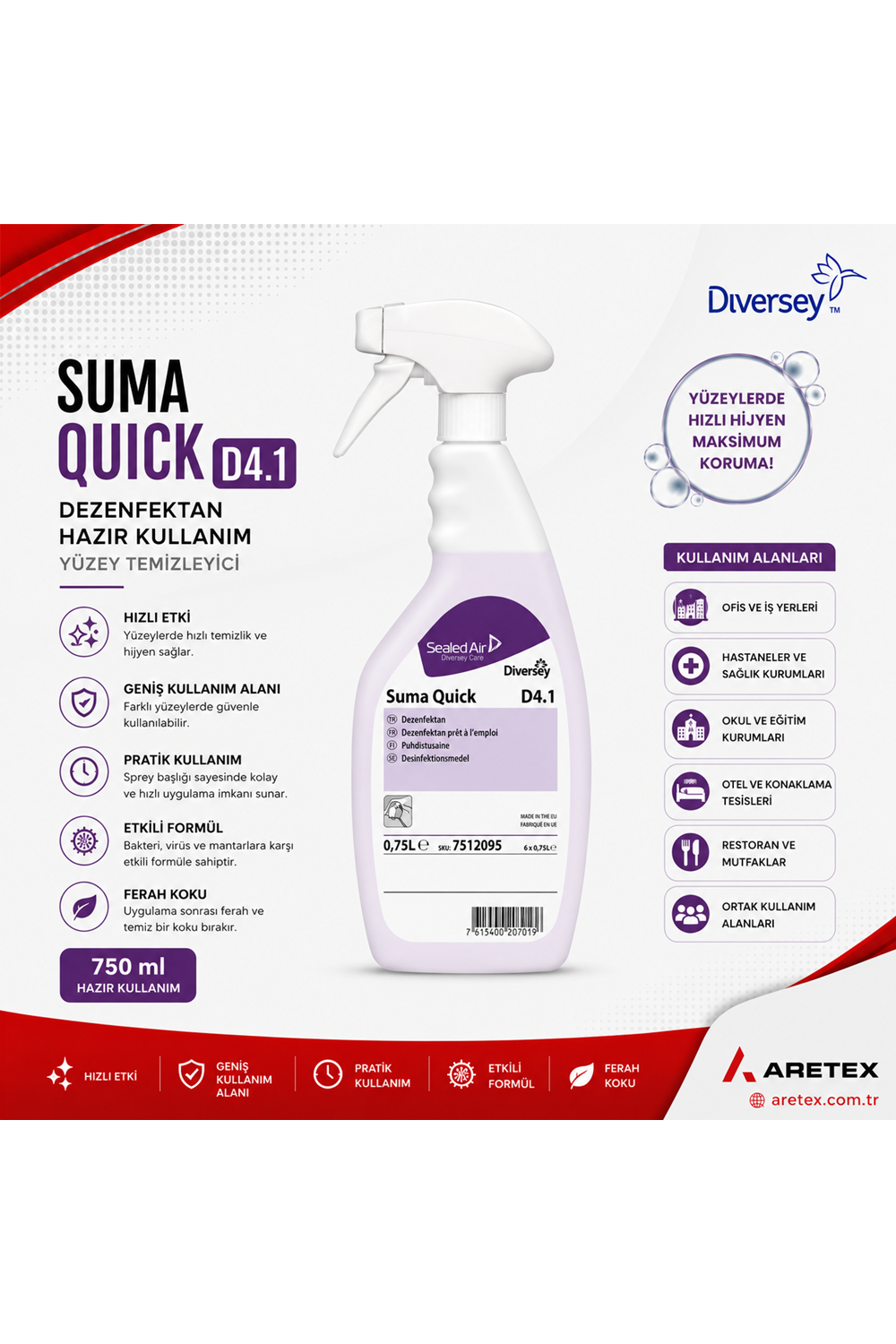 Suma Quick D4.1 750ML Alkol Bazlı Yüzey Dezenfektanı