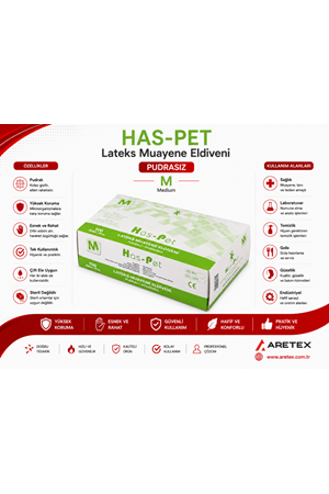 Haspet Lateks Pudralı Eldiven Medium 100lü
