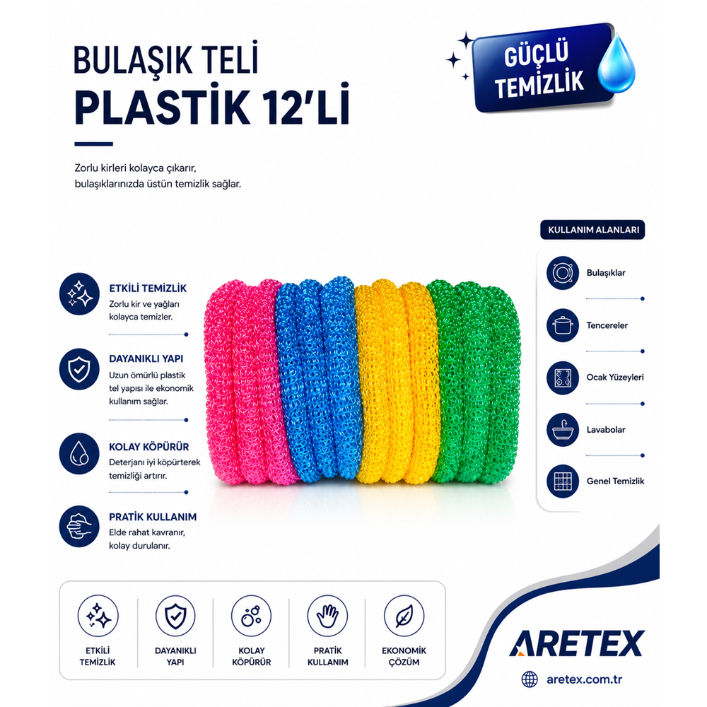 Bulaşik Teli Plastik 12Li