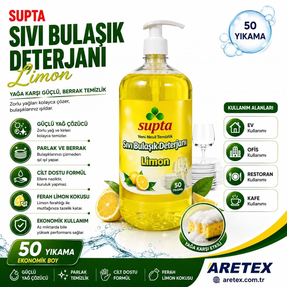 SP300 Supta Bulaşık Deterjanı Elde Yıkama 1000 ML