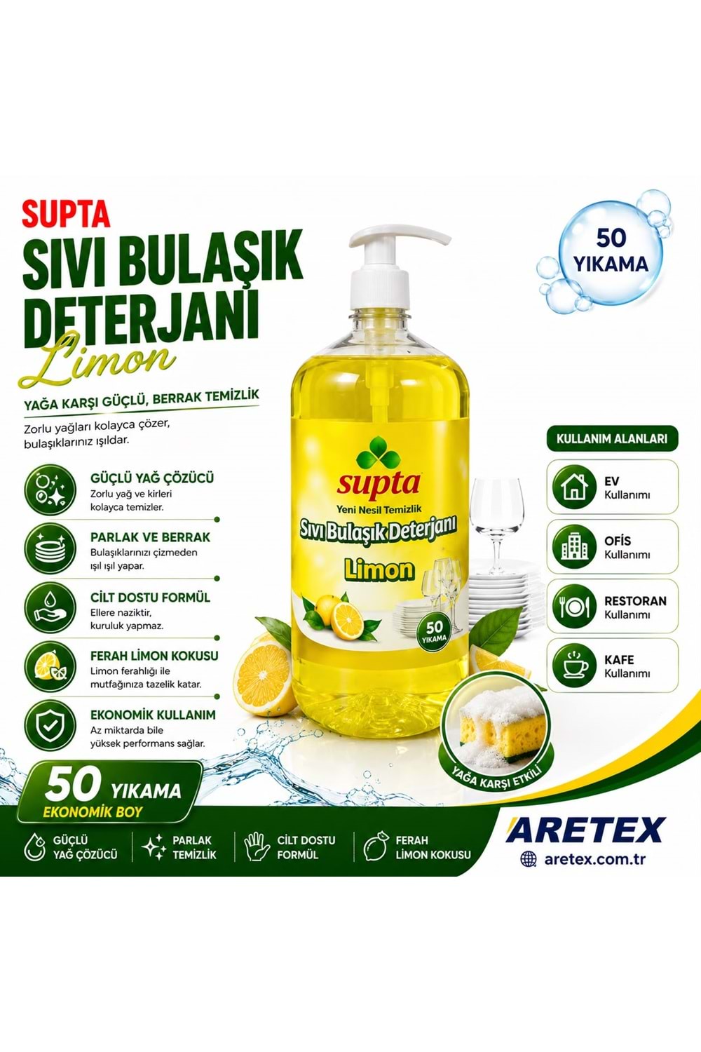 SP300 Supta Bulaşık Deterjanı Elde Yıkama 1000 ML