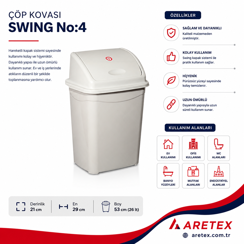 Swing Çöp Kovası No:4 26 LT