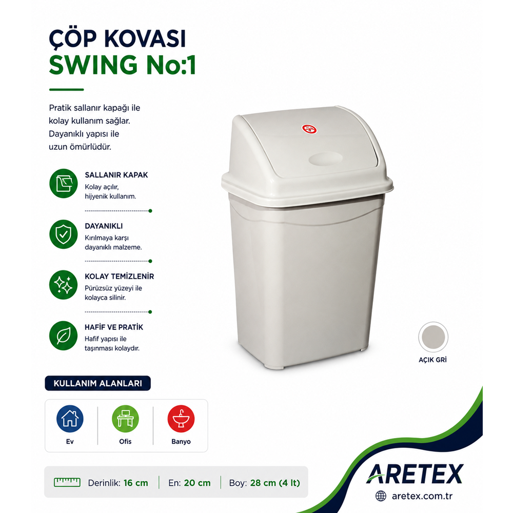 Swing Çöp Kovası No:1 4 LT