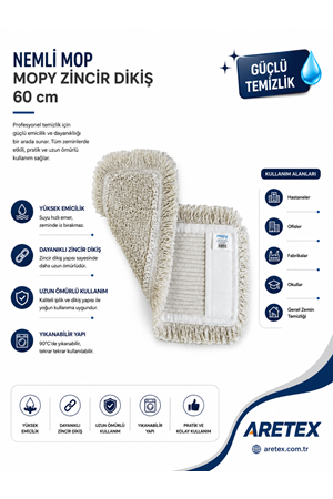 Nemli Mop Cety Zincir Dikiş 60 Cm