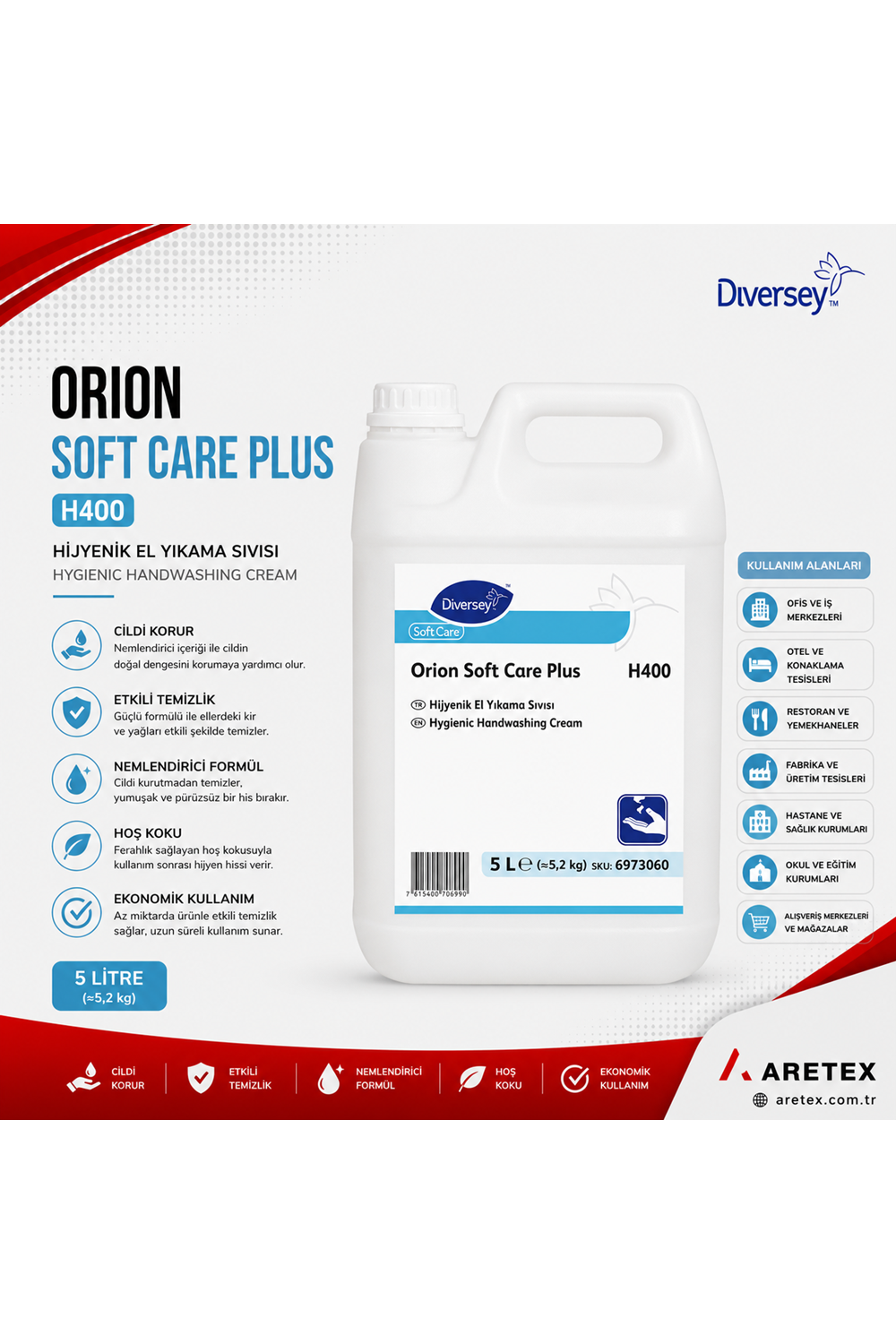 Orion Soft Care Plus H400 Hijyenik El Yıkama Sıvısı 5lt
