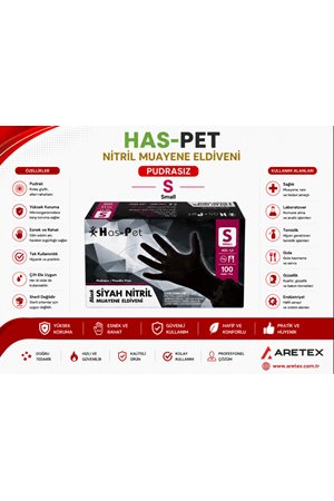 Haspet Siyah Nitril Eldiven 100lü Small