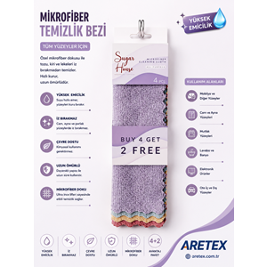 Sugar Home Ultra Emici 4’lü Mikrofiber Bez